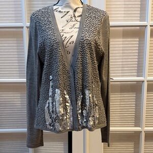 Elegant ST John Couture rare find Gray Sequin Cardigan